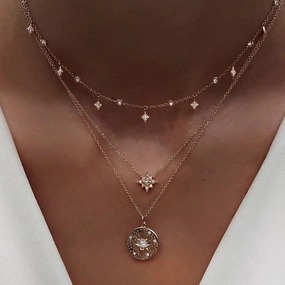 Wholesale Pearl Rhinestone Multilayer Necklace Pendant Alloy Necklaces