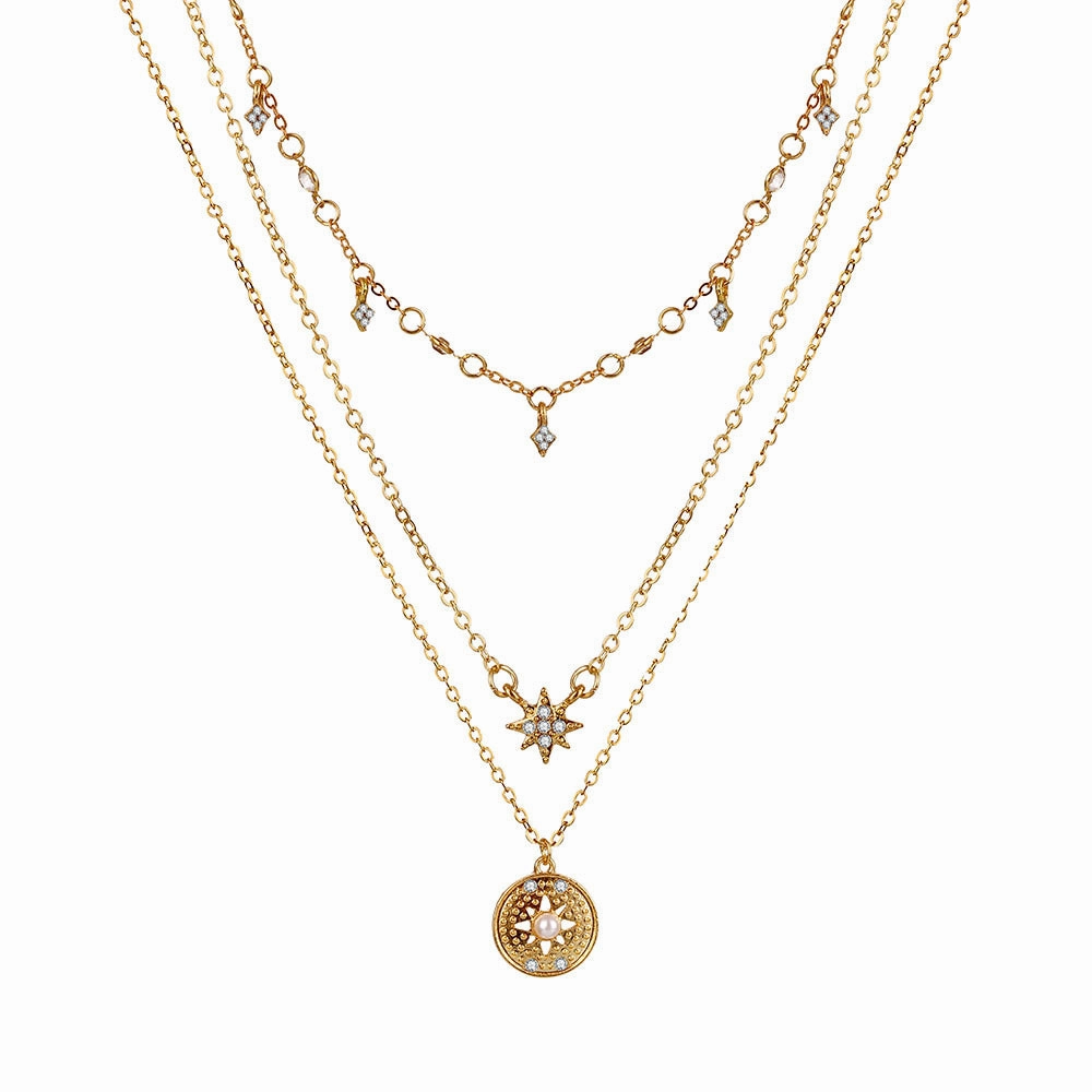 Wholesale Pearl Rhinestone Multilayer Necklace Pendant Alloy Necklaces