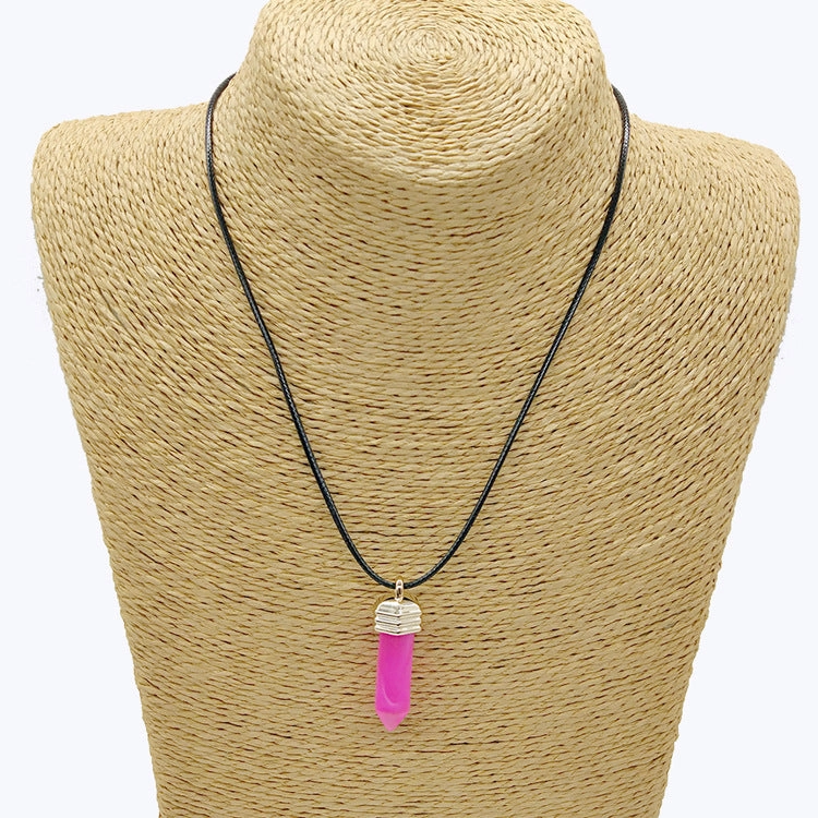 Wholesale Pendant Leather Cord Hexagon Pillar Resin Necklaces