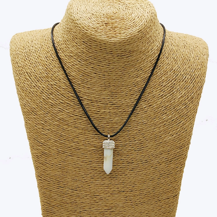 Wholesale Pendant Leather Cord Hexagon Pillar Resin Necklaces