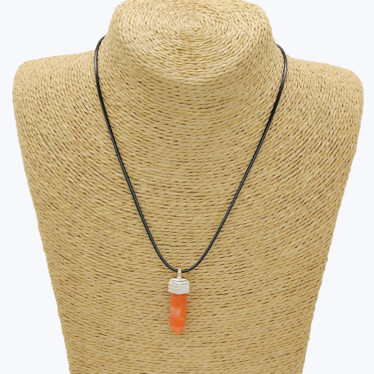 Wholesale Pendant Leather Cord Hexagon Pillar Resin Necklaces