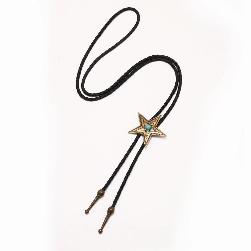 Wholesale Pentagram Blue Turquoise Alloy Necklaces