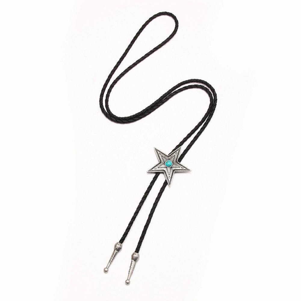 Wholesale Pentagram Blue Turquoise Alloy Necklaces