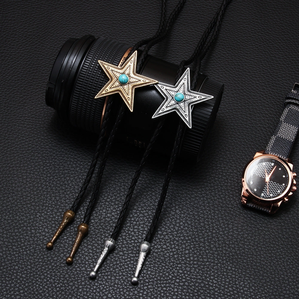Wholesale Pentagram Blue Turquoise Alloy Necklaces