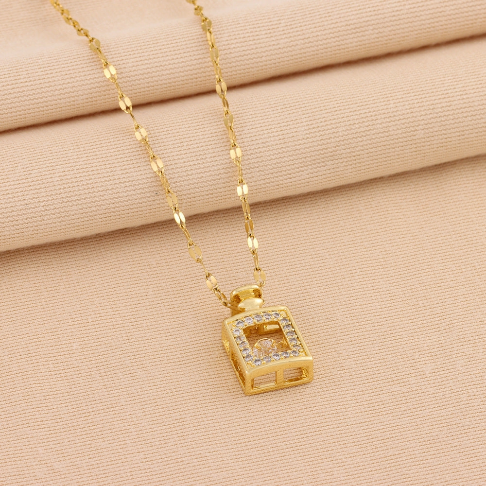 Wholesale Perfume Bottle Collarbone Stainless Steel Necklace