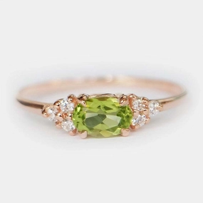 Wholesale Peridot Real Gold Plated Copper Rings