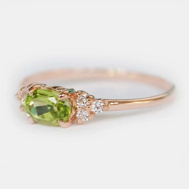 Wholesale Peridot Real Gold Plated Copper Rings