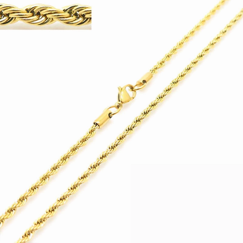 Wholesale Personality Hip-hop Fashion Button Rope Plain Chain Titanium Steel Multi-color Multi-size Necklaces