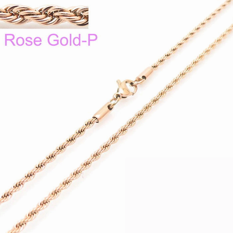 Wholesale Personality Hip-hop Fashion Button Rope Plain Chain Titanium Steel Multi-color Multi-size Necklaces