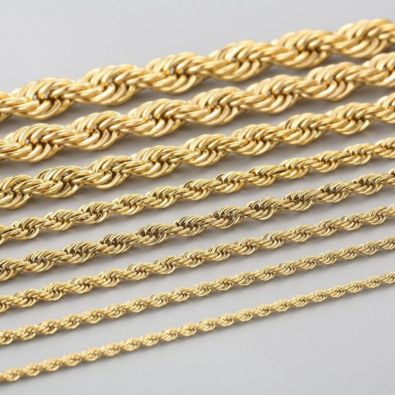 Wholesale Personality Hip-hop Fashion Button Rope Plain Chain Titanium Steel Multi-color Multi-size Necklaces