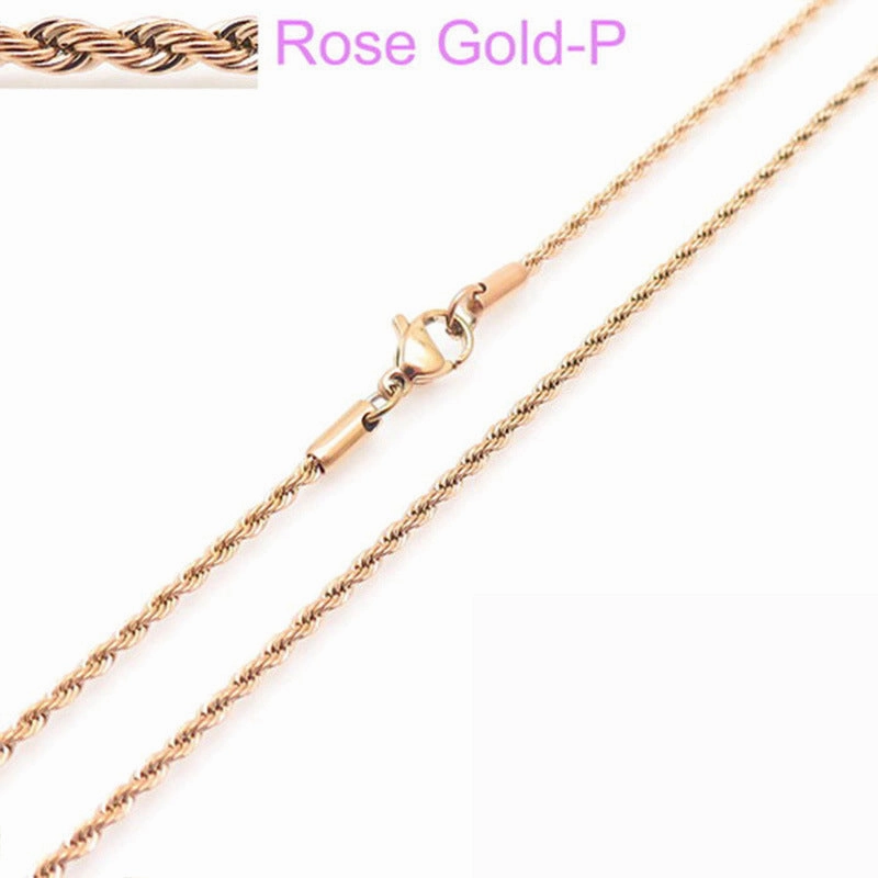 Wholesale Personality Hip-hop Fashion Button Rope Plain Chain Titanium Steel Multi-color Multi-size Necklaces