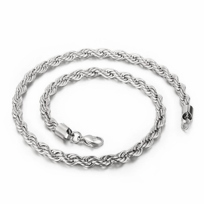 Wholesale Personality Hip-hop Fashion Button Rope Plain Chain Titanium Steel Multi-color Multi-size Necklaces