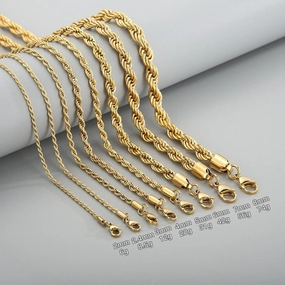 Wholesale Personality Hip-hop Fashion Button Rope Plain Chain Titanium Steel Multi-color Multi-size Necklaces