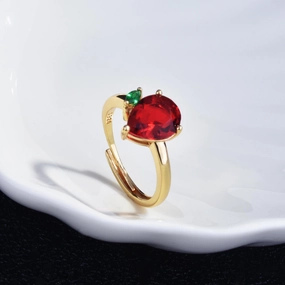 Wholesale Pigeon's Blood Ruby Drop Copper Rings