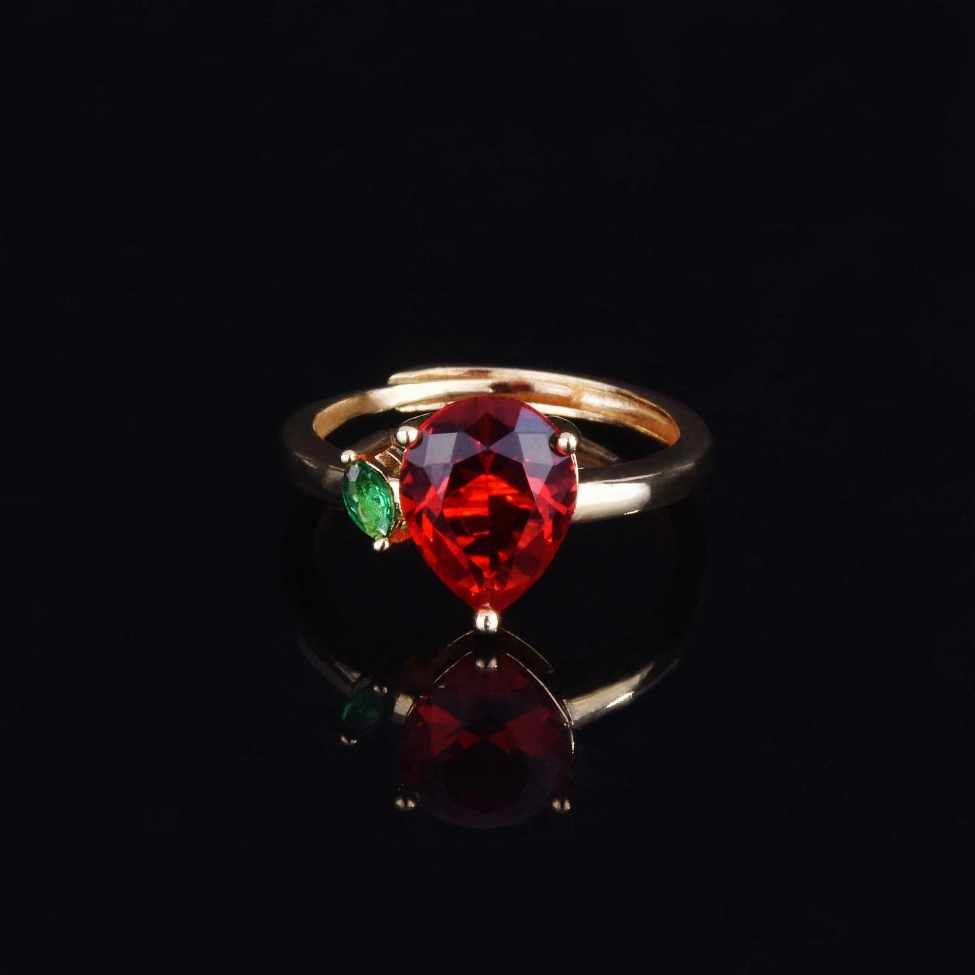 Wholesale Pigeon's Blood Ruby Drop Copper Rings