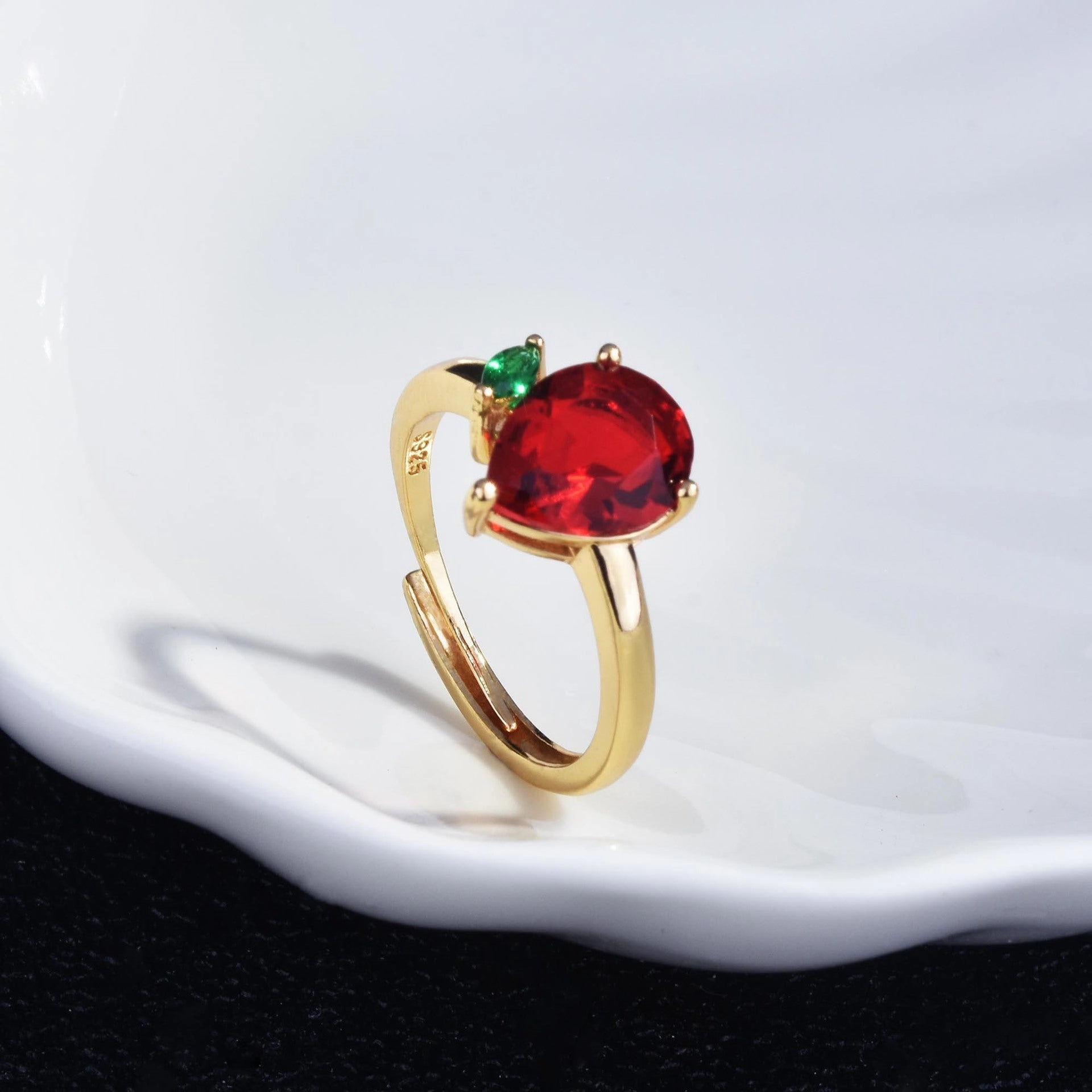 Wholesale Pigeon's Blood Ruby Drop Copper Rings