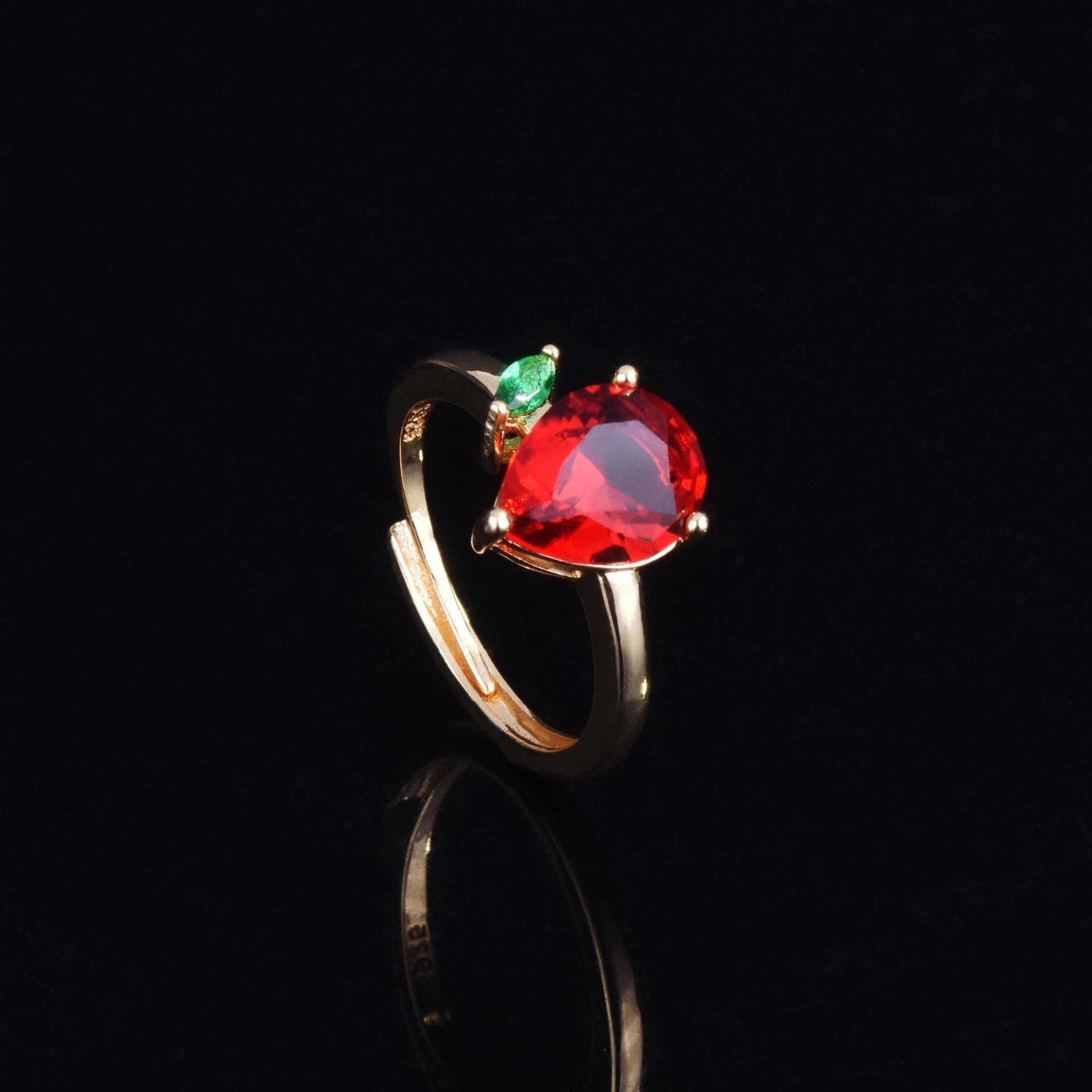 Wholesale Pigeon's Blood Ruby Drop Copper Rings