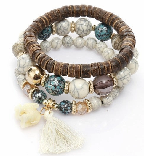 Wholesale Pinestone Wood Leather Bracelet
