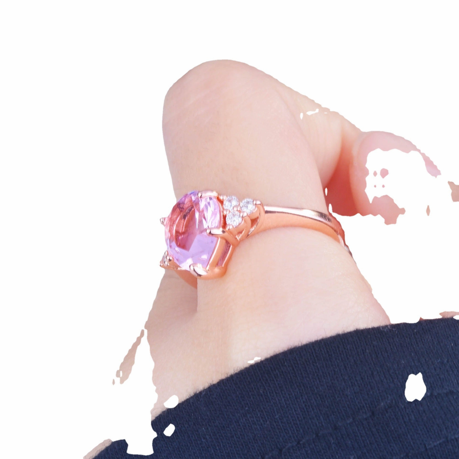 Wholesale Pink Diamond Pear Shape Copper Rings