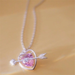 Wholesale Pink Heart Gemstone Copper Necklaces