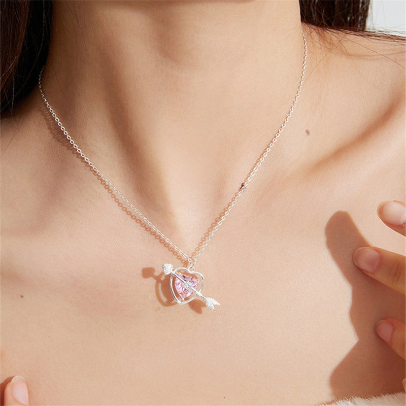 Wholesale Pink Heart Gemstone Copper Necklaces