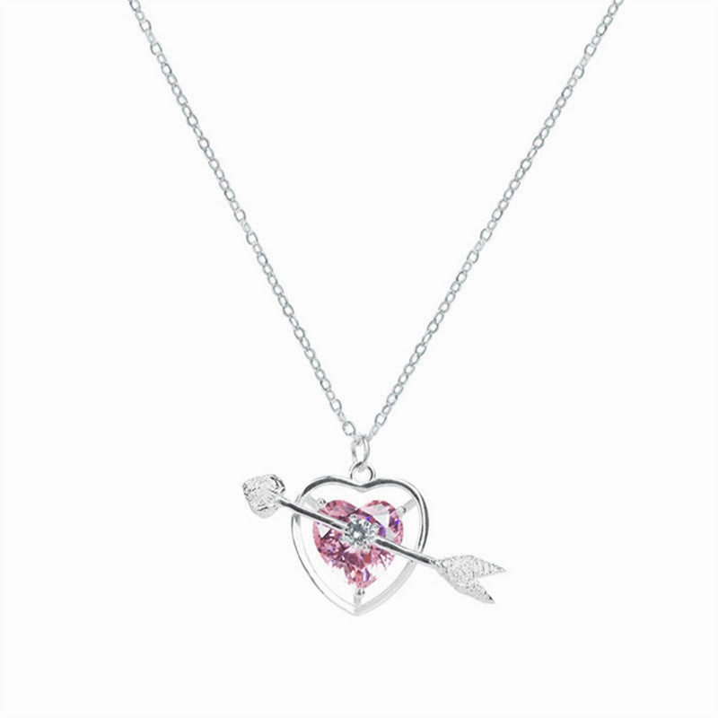 Wholesale Pink Heart Gemstone Copper Necklaces