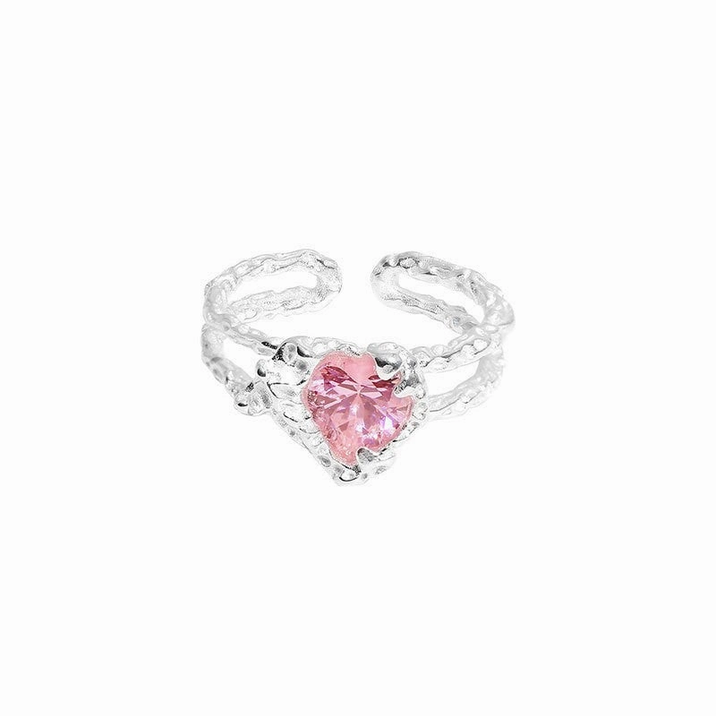 Wholesale Pink Heart Gemstone Copper Rings