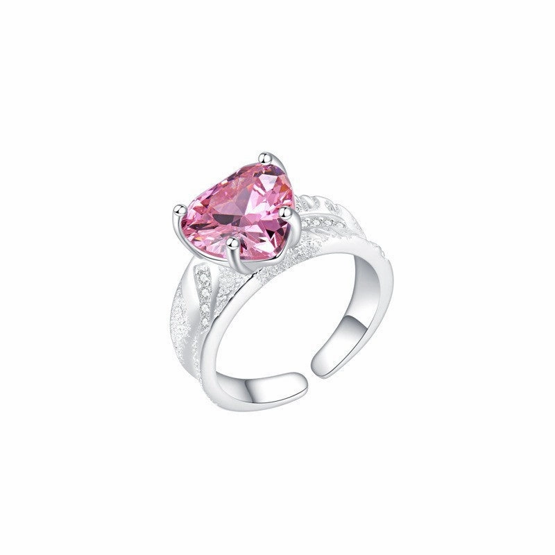 Wholesale Pink Heart Gemstone Copper Rings