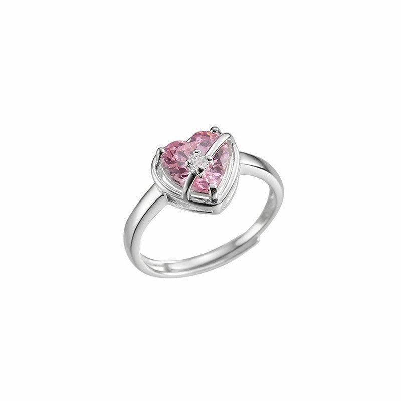 Wholesale Pink Heart Gemstone Copper Rings