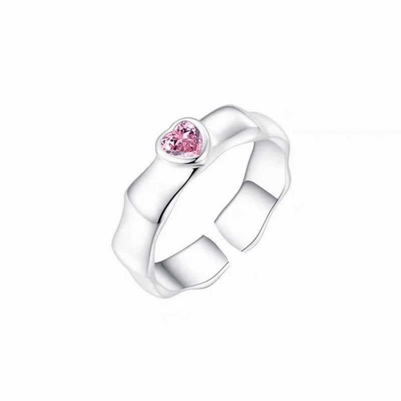 Wholesale Pink Heart Gemstone Copper Rings