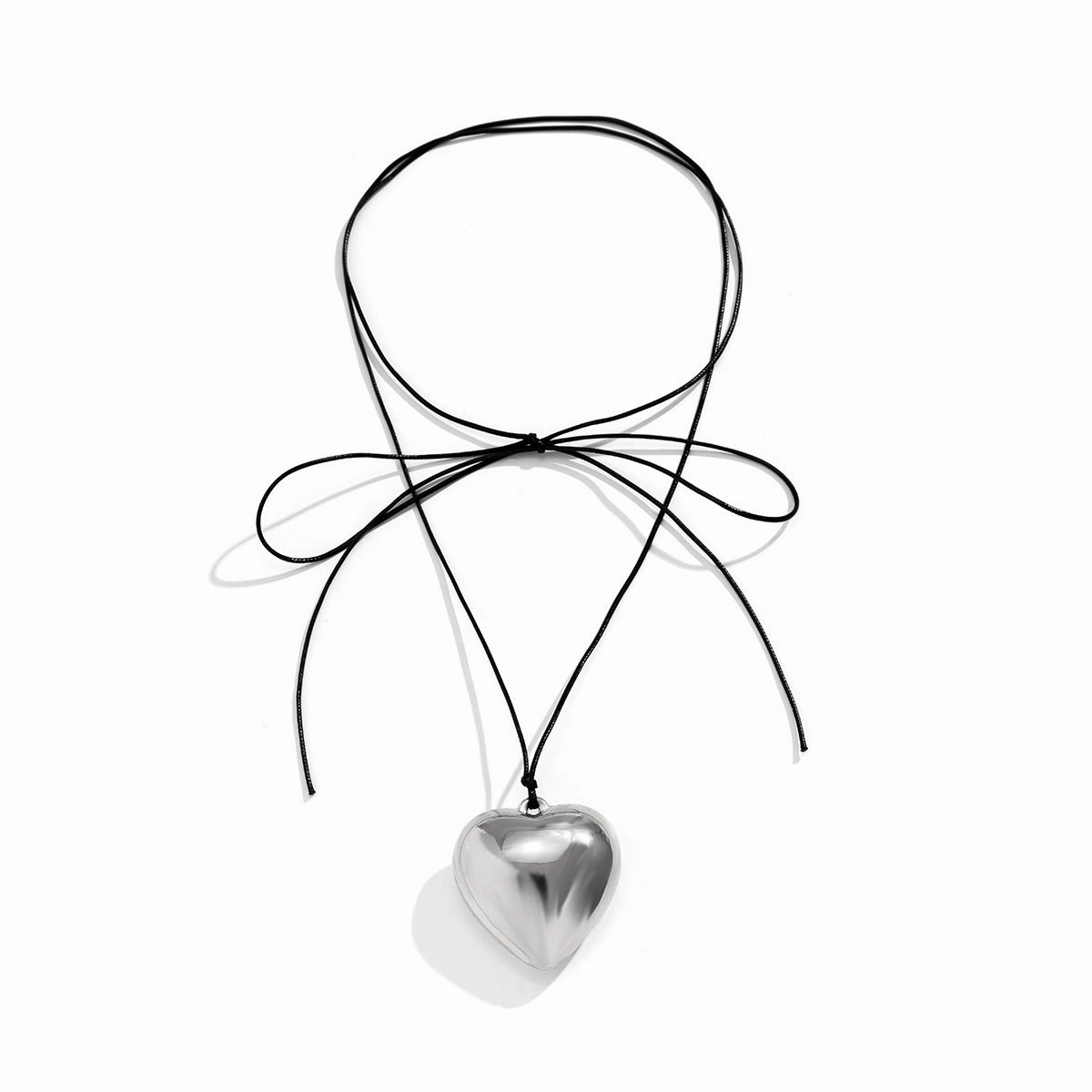 Wholesale Plastic Heart Pendant Long Leather Wax Thread Tassel Necklaces