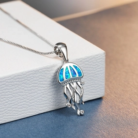 Wholesale Platinum Jellyfish Blue Alloy Necklaces