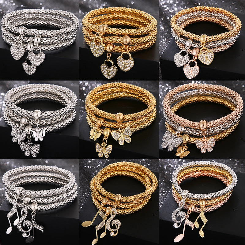 Wholesale Popcorn Chain Three Color Set Bracelet