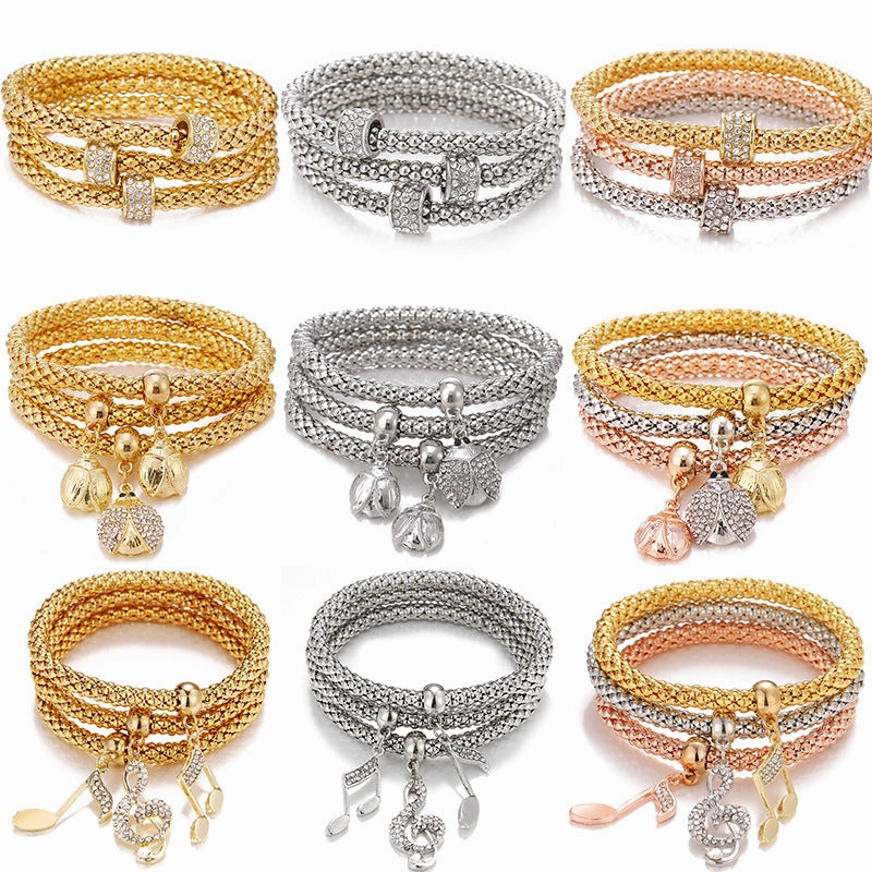 Wholesale Popcorn Chain Three Color Set Bracelet