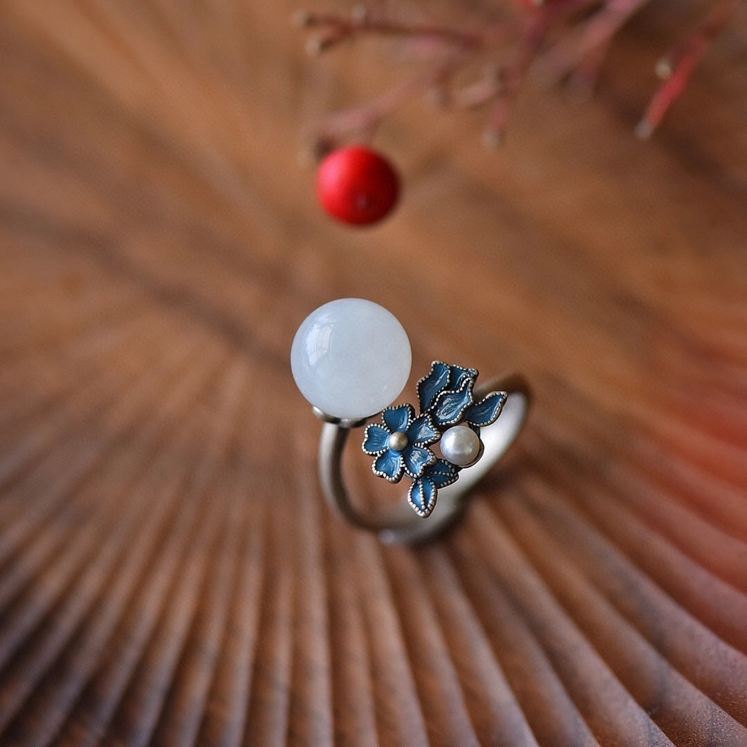 Wholesale Preserved Flower Flower Imitation Natural Hetian Jade Necklaces Set
