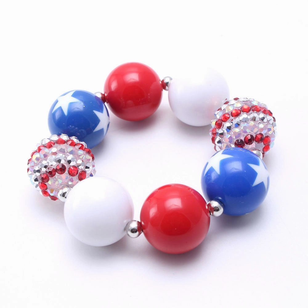 Wholesale Printed Five Pointed Star Kids Acrylic Beaded Necklaces Bracelet Set