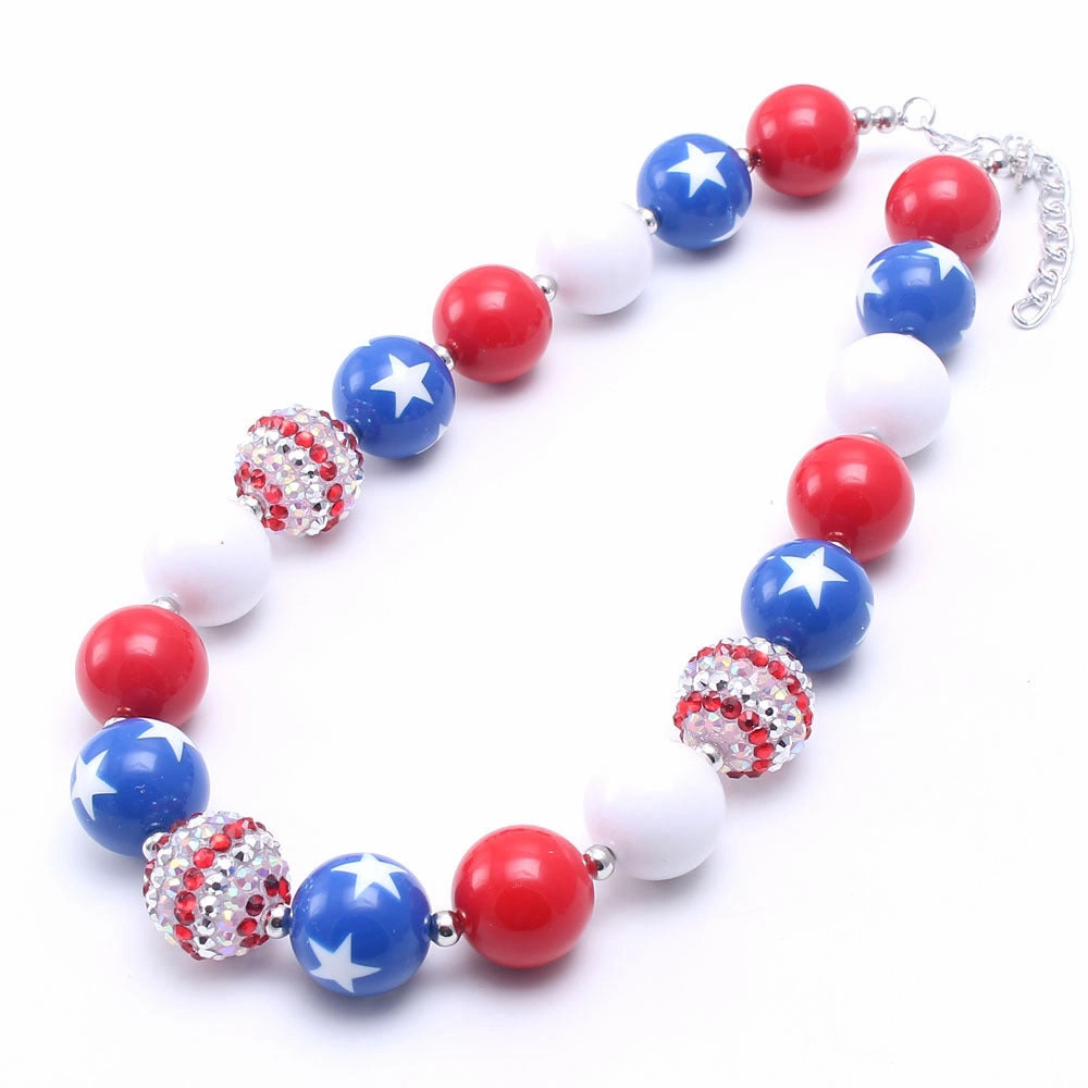 Wholesale Printed Five Pointed Star Kids Acrylic Beaded Necklaces Bracelet Set