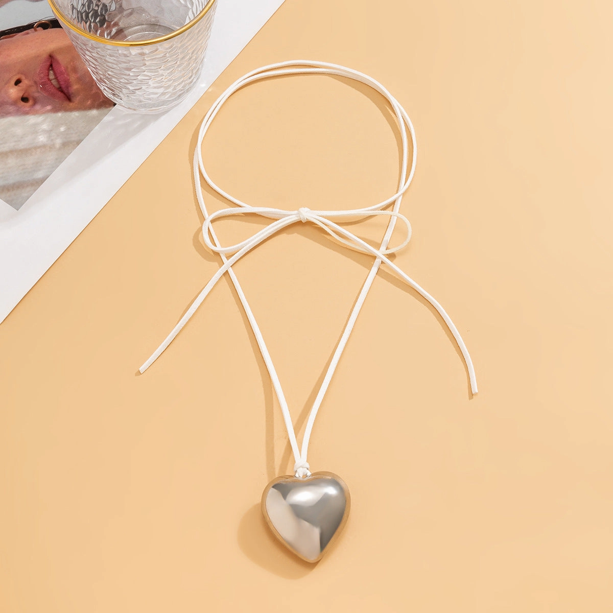Wholesale Pull Adjustable Wax Thread Big Love Pendant Necklaces