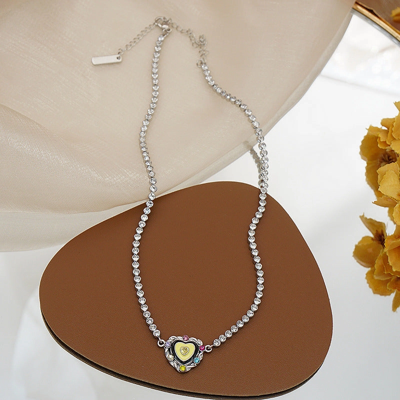 Wholesale Purple Love Diamond Enamel Necklaces