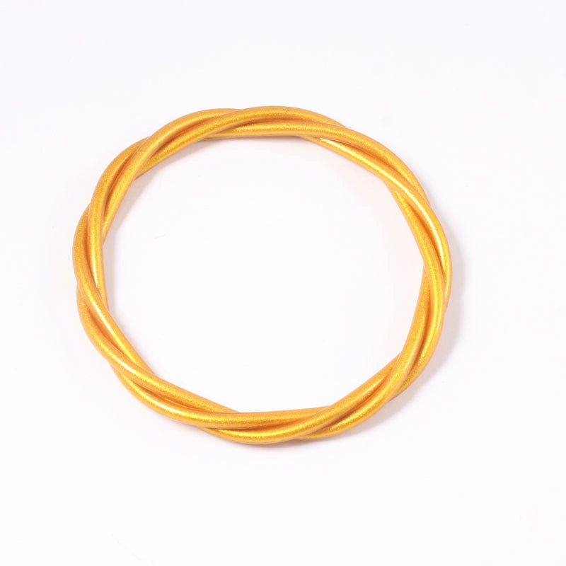Wholesale PVC Gold Leaf Color Rubber Hose Twist Braid Bracelet