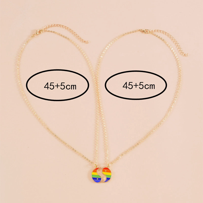 Wholesale Rainbow Couple Alloy Necklaces Set