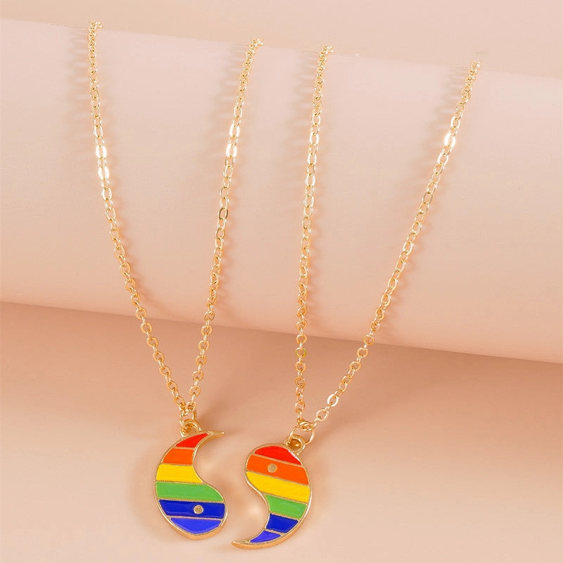 Wholesale Rainbow Couple Alloy Necklaces Set