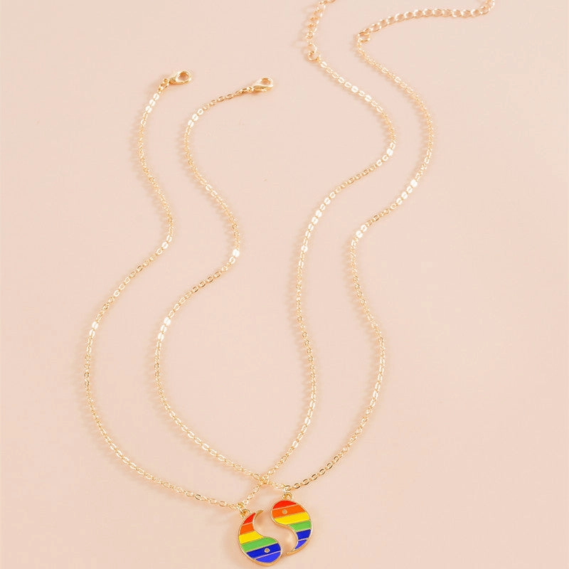 Wholesale Rainbow Couple Alloy Necklaces Set