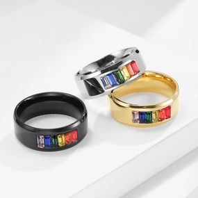 Wholesale Rainbow LGBT Titanium Steel Rings