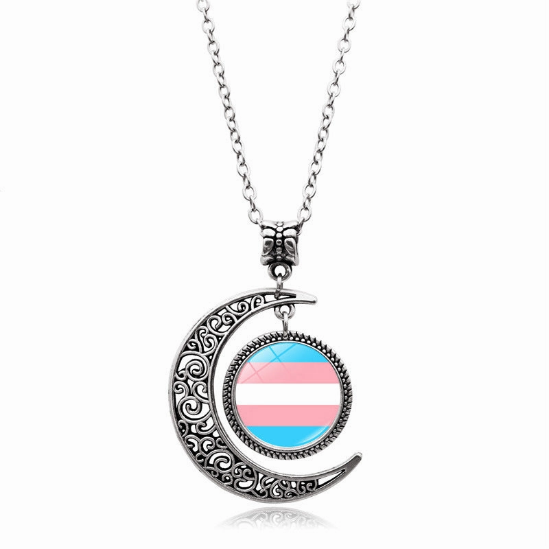 Wholesale Rainbow Moon Pendant Necklaces