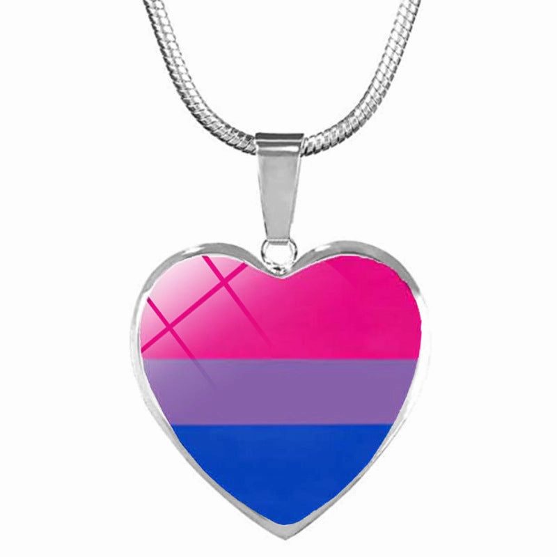 Wholesale Rainbow Time Gemstone Heart Pendant Alloy Necklaces