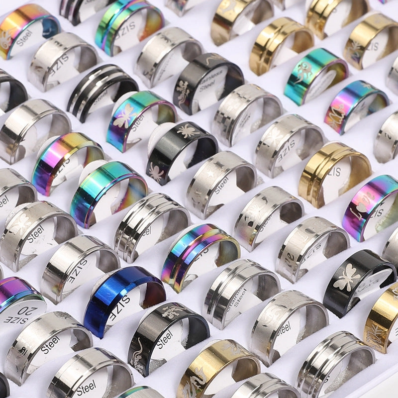 Wholesale Random 50PCS Stainless Steel Rings