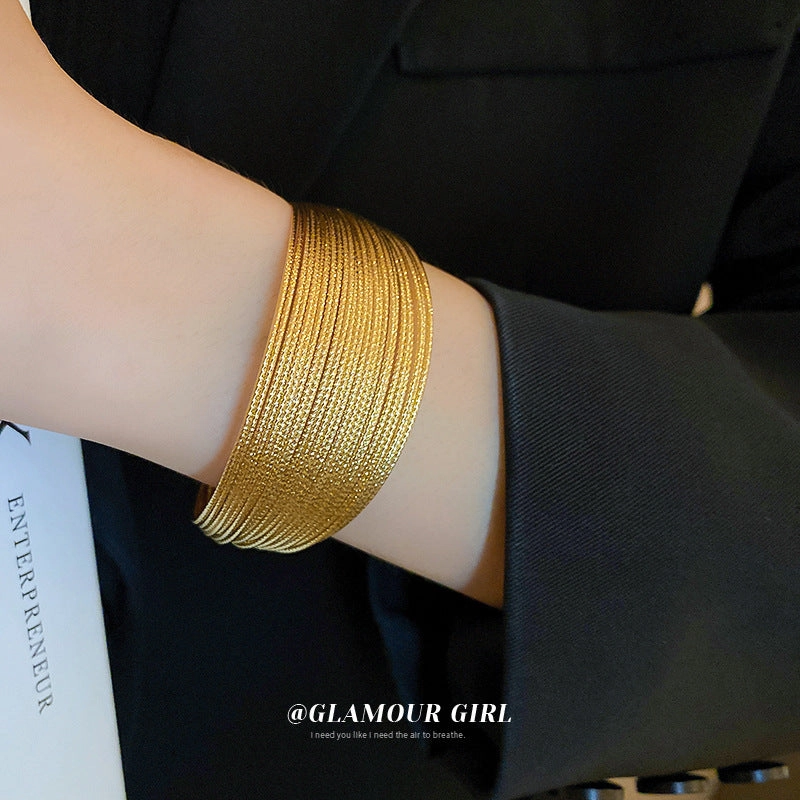 Wholesale Real Gold Electroplated Multi-layer Open Bracelet