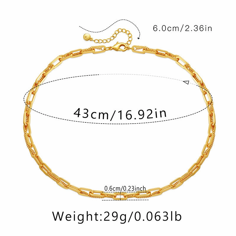 Wholesale Real Gold Electroplated Thick Chain Heavy Metal Style Necklace
