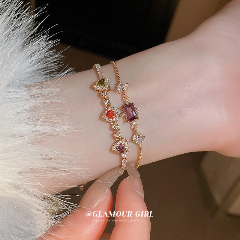 Wholesale Real Gold Electroplated Zircon Snake Pull-out Bracelet